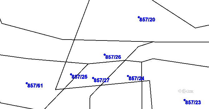 Parcela st. 857/26 v KÚ Sklenov, Katastrální mapa