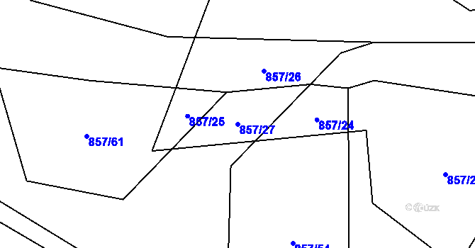 Parcela st. 857/27 v KÚ Sklenov, Katastrální mapa