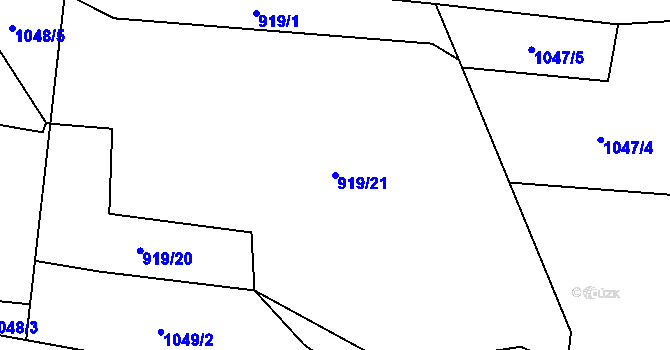 Parcela st. 919/21 v KÚ Sklenov, Katastrální mapa