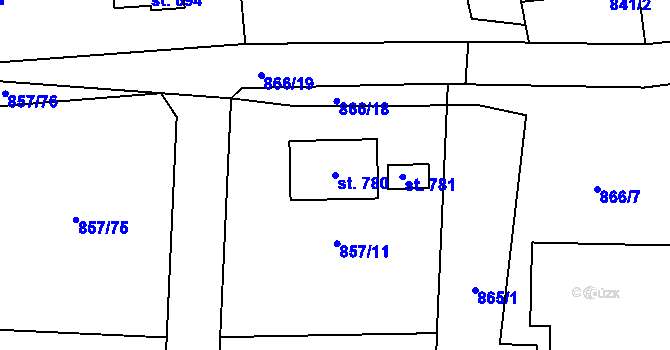 Parcela st. 780 v KÚ Sklenov, Katastrální mapa