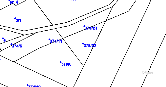Parcela st. 378/22 v KÚ Sklenov, Katastrální mapa