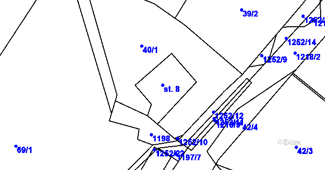 Parcela st. 8 v KÚ Sklenov, Katastrální mapa