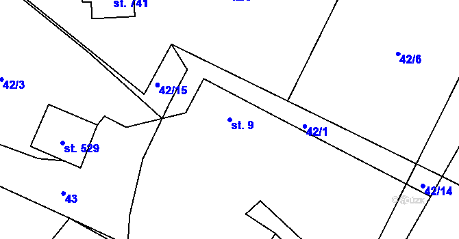 Parcela st. 9 v KÚ Sklenov, Katastrální mapa