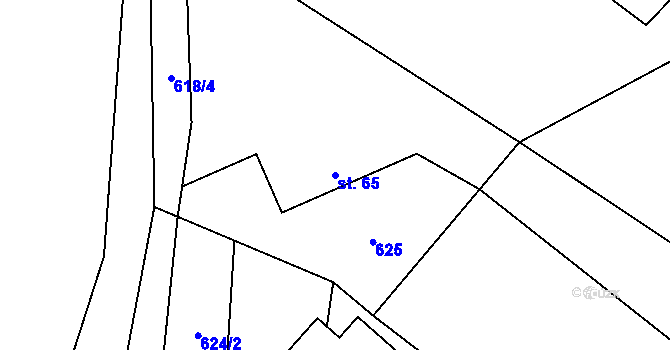 Parcela st. 65 v KÚ Sklenov, Katastrální mapa