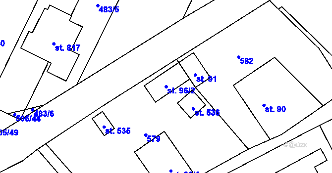 Parcela st. 96/2 v KÚ Sklenov, Katastrální mapa