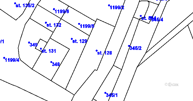 Parcela st. 128 v KÚ Sklenov, Katastrální mapa