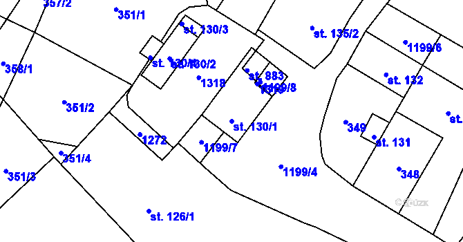 Parcela st. 130/1 v KÚ Sklenov, Katastrální mapa