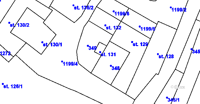 Parcela st. 131 v KÚ Sklenov, Katastrální mapa