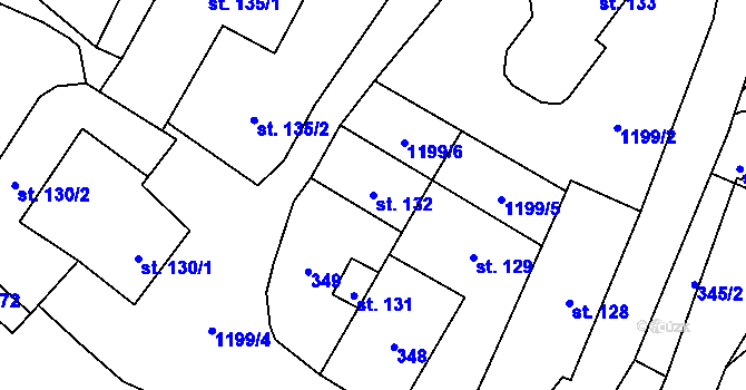 Parcela st. 132 v KÚ Sklenov, Katastrální mapa