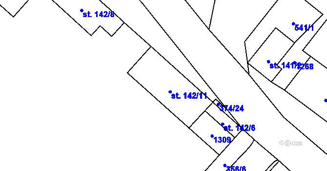 Parcela st. 142/11 v KÚ Sklenov, Katastrální mapa