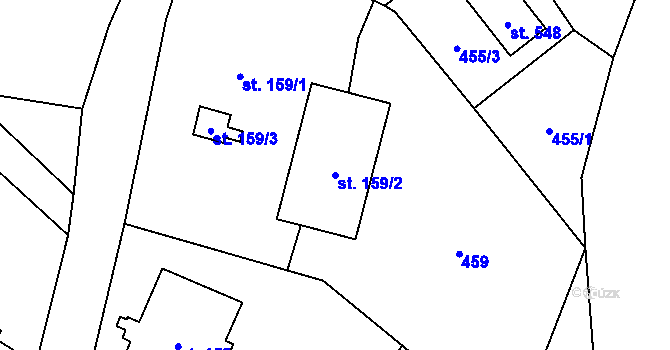 Parcela st. 159/2 v KÚ Sklenov, Katastrální mapa