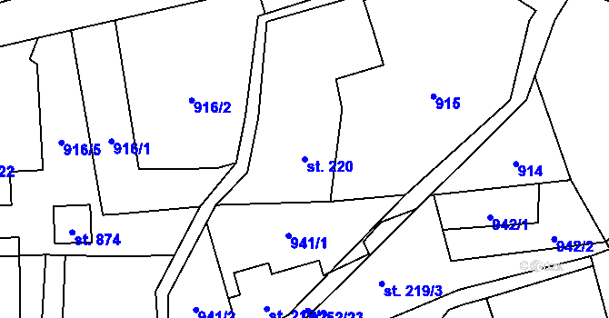 Parcela st. 220 v KÚ Sklenov, Katastrální mapa