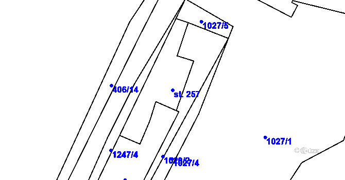 Parcela st. 257 v KÚ Sklenov, Katastrální mapa