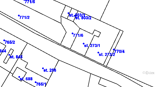 Parcela st. 273/1 v KÚ Sklenov, Katastrální mapa