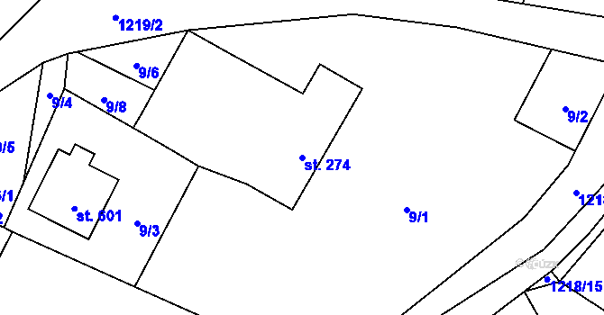 Parcela st. 274 v KÚ Sklenov, Katastrální mapa