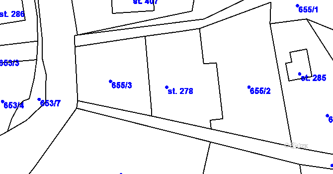 Parcela st. 278 v KÚ Sklenov, Katastrální mapa