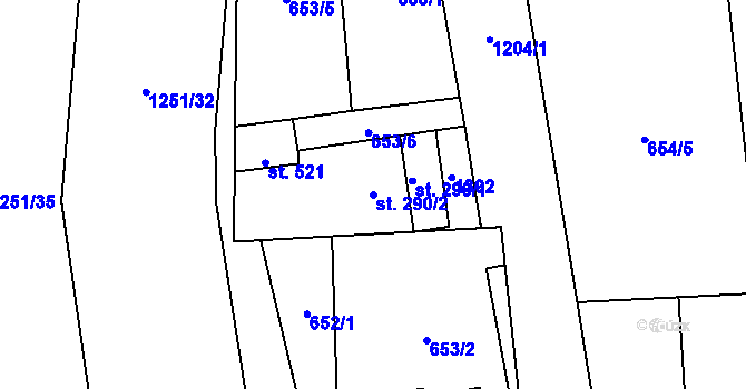 Parcela st. 290/2 v KÚ Sklenov, Katastrální mapa