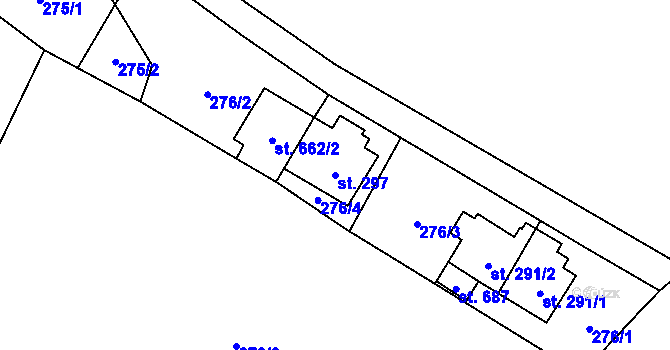 Parcela st. 297 v KÚ Sklenov, Katastrální mapa