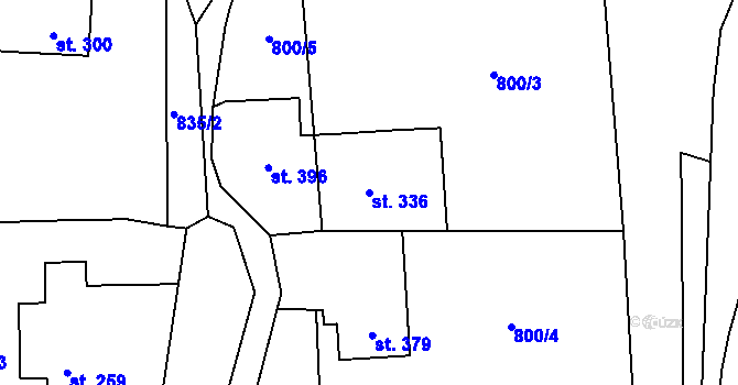 Parcela st. 336 v KÚ Sklenov, Katastrální mapa