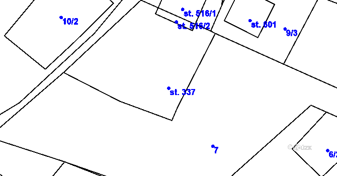 Parcela st. 337 v KÚ Sklenov, Katastrální mapa