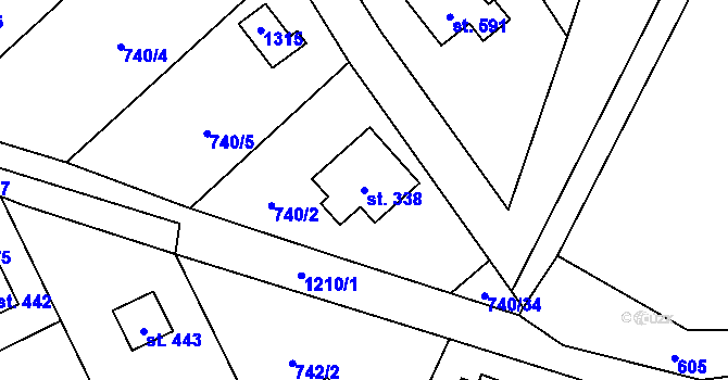 Parcela st. 338 v KÚ Sklenov, Katastrální mapa