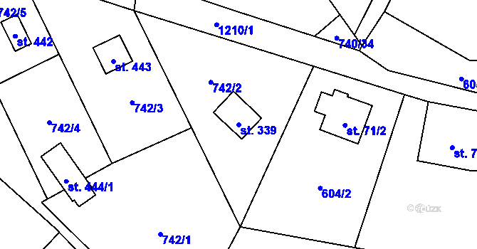 Parcela st. 339 v KÚ Sklenov, Katastrální mapa