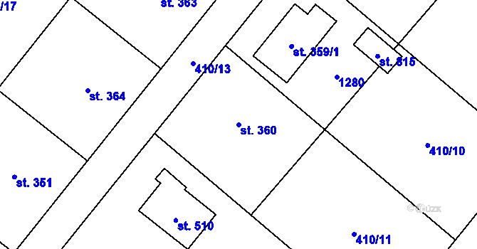 Parcela st. 360 v KÚ Sklenov, Katastrální mapa