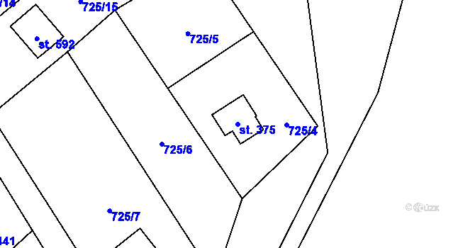 Parcela st. 375 v KÚ Sklenov, Katastrální mapa
