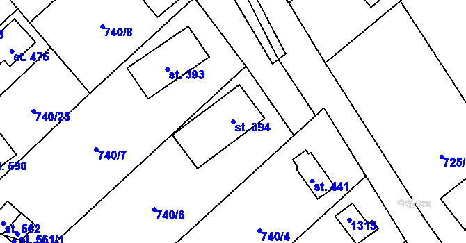 Parcela st. 394 v KÚ Sklenov, Katastrální mapa