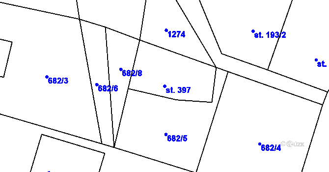 Parcela st. 397 v KÚ Sklenov, Katastrální mapa