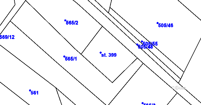 Parcela st. 399 v KÚ Sklenov, Katastrální mapa