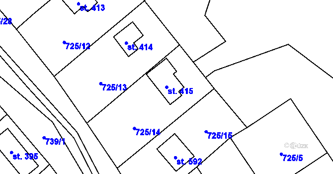 Parcela st. 415 v KÚ Sklenov, Katastrální mapa