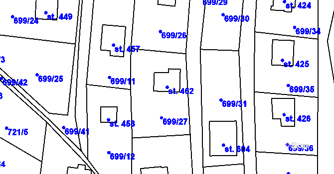Parcela st. 462 v KÚ Sklenov, Katastrální mapa
