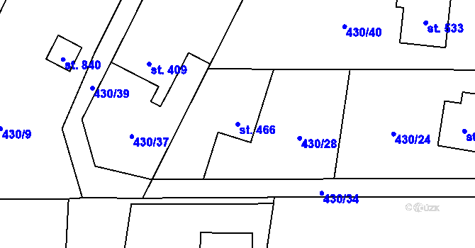 Parcela st. 466 v KÚ Sklenov, Katastrální mapa