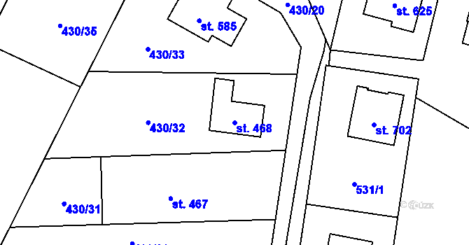 Parcela st. 468 v KÚ Sklenov, Katastrální mapa
