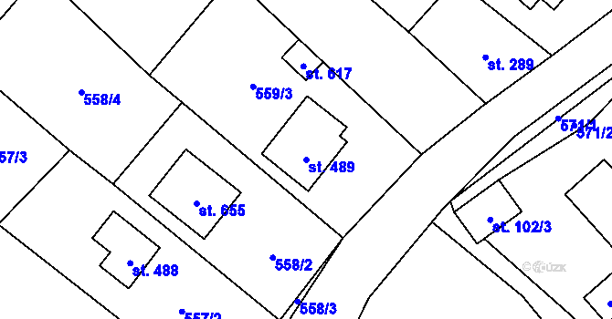 Parcela st. 489 v KÚ Sklenov, Katastrální mapa