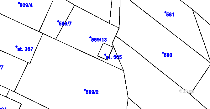 Parcela st. 505 v KÚ Sklenov, Katastrální mapa