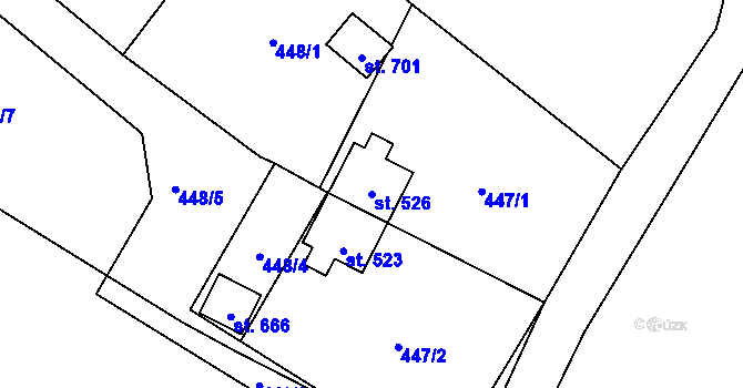Parcela st. 526 v KÚ Sklenov, Katastrální mapa