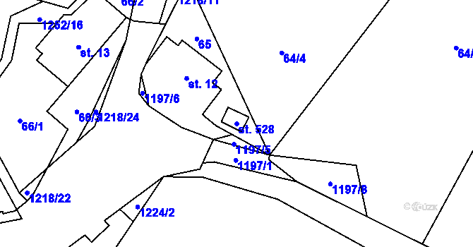 Parcela st. 528 v KÚ Sklenov, Katastrální mapa