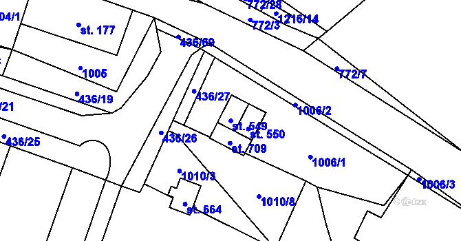 Parcela st. 549 v KÚ Sklenov, Katastrální mapa