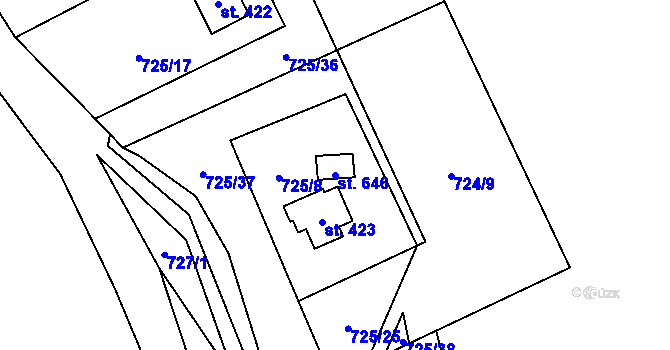 Parcela st. 646 v KÚ Sklenov, Katastrální mapa