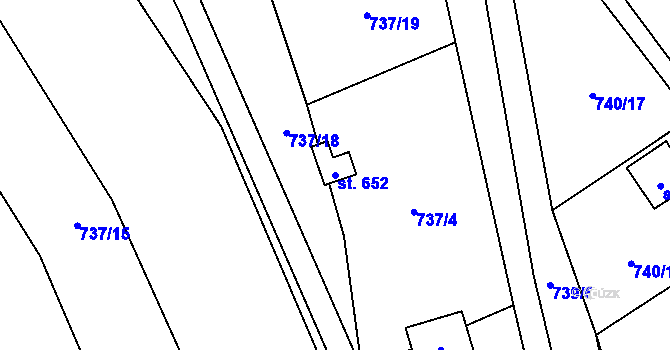 Parcela st. 652 v KÚ Sklenov, Katastrální mapa