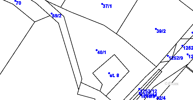 Parcela st. 40/1 v KÚ Sklenov, Katastrální mapa