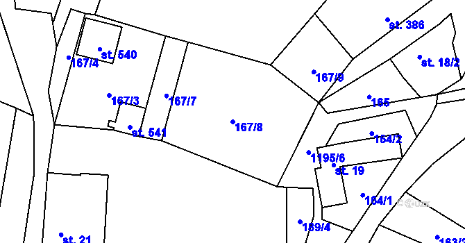 Parcela st. 167/8 v KÚ Sklenov, Katastrální mapa