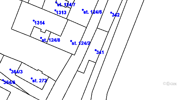Parcela st. 341 v KÚ Sklenov, Katastrální mapa