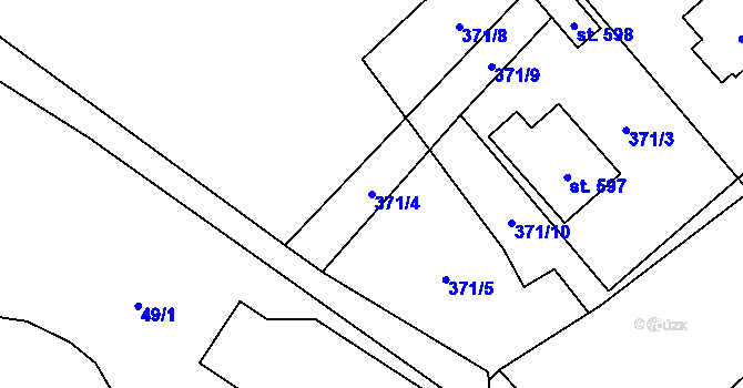 Parcela st. 371/4 v KÚ Sklenov, Katastrální mapa