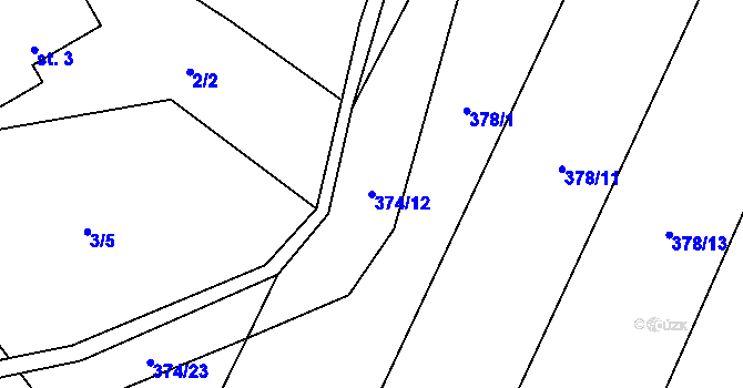 Parcela st. 374/12 v KÚ Sklenov, Katastrální mapa