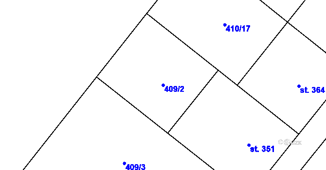 Parcela st. 409/2 v KÚ Sklenov, Katastrální mapa
