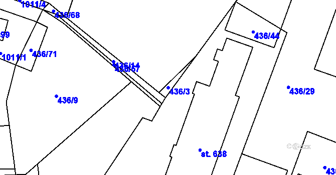 Parcela st. 436/3 v KÚ Sklenov, Katastrální mapa