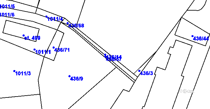 Parcela st. 436/14 v KÚ Sklenov, Katastrální mapa